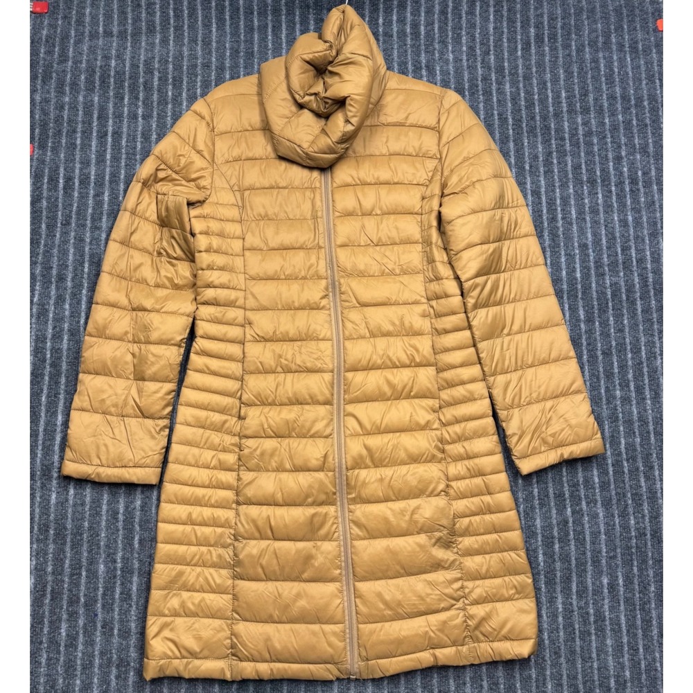 Love Tree Womens Ultra Light Packable Puffer Jacket Size L Tan Quilted Longline
